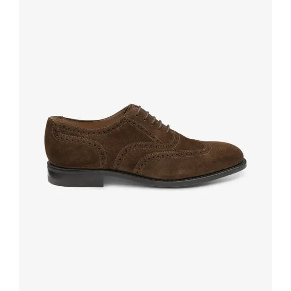 Loake Mens 302 Oxford Brogue Shoe in Brown Suede