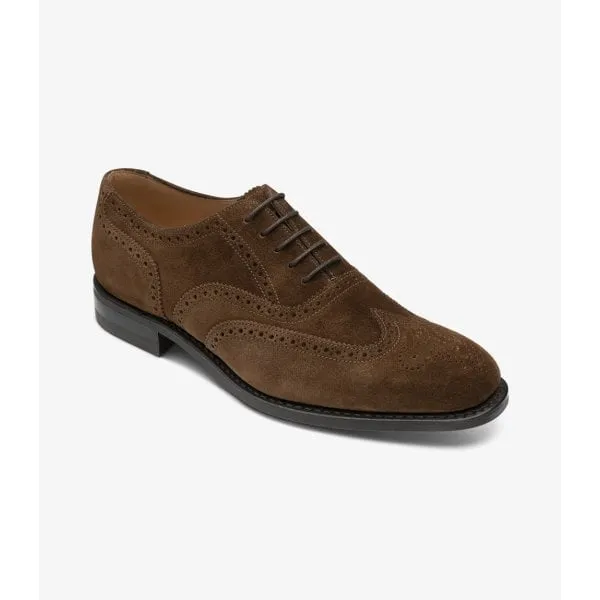 Loake Mens 302 Oxford Brogue Shoe in Brown Suede