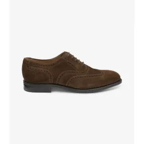 Loake Mens 302 Oxford Brogue Shoe in Brown Suede