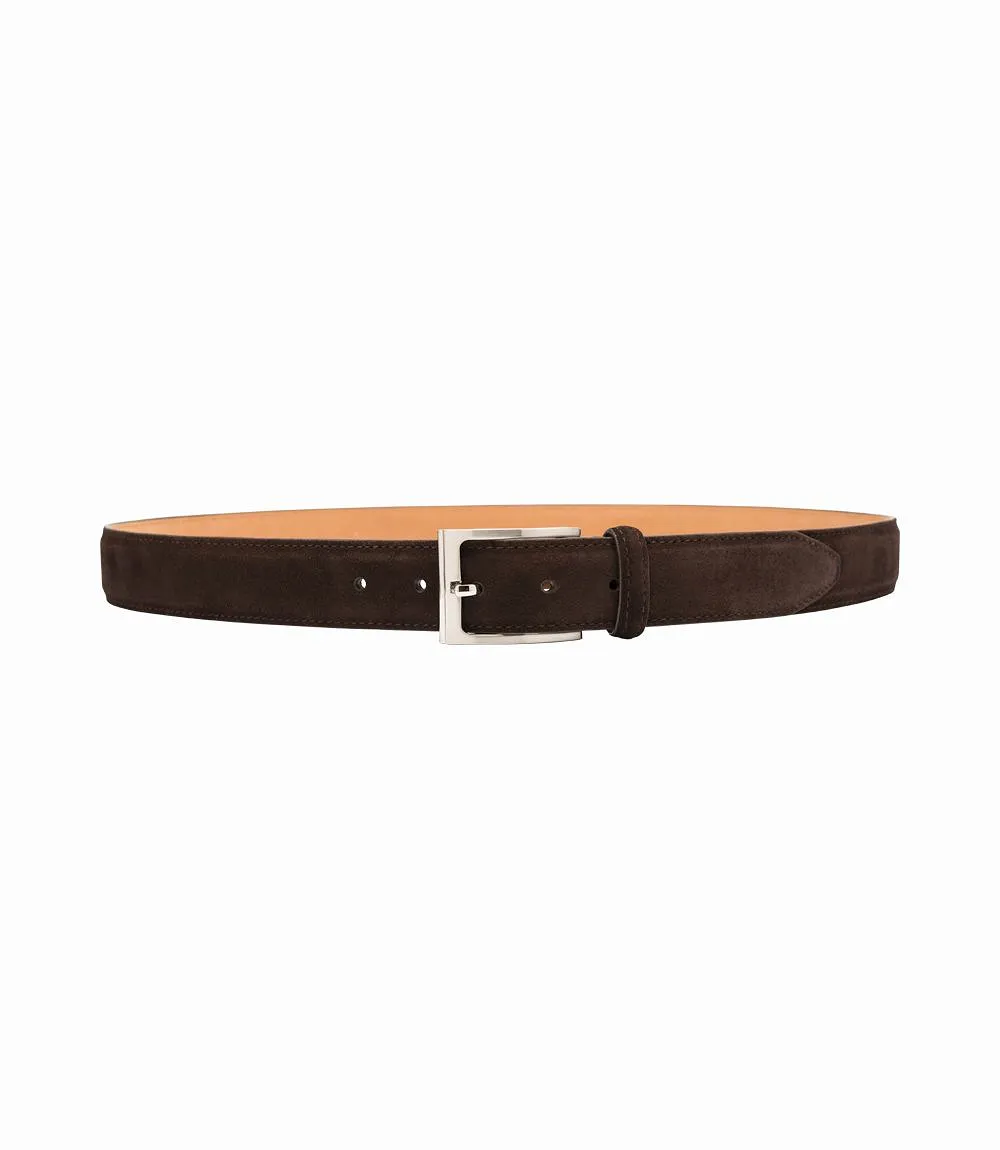 Loake William Leather Belt -Dark Brown Suede