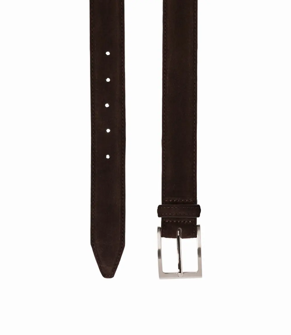 Loake William Leather Belt -Dark Brown Suede