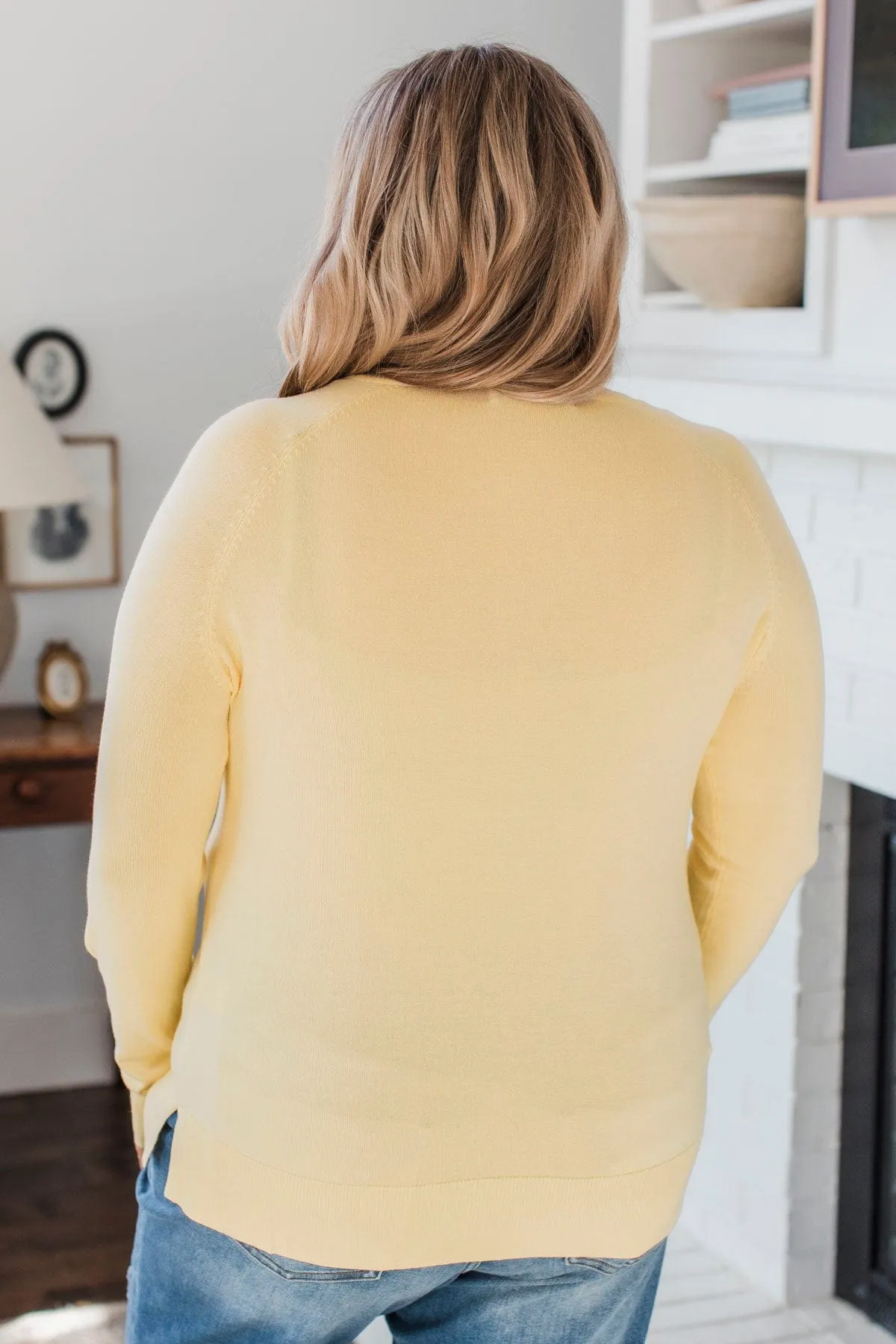 Madly In Love V-Neck Sweater- Light Yellow