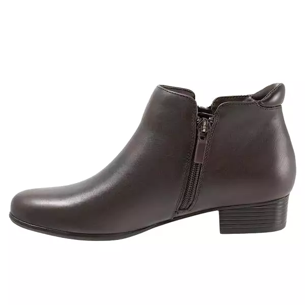 Major Dark Brown Leather with Side Zip Ankle Boots