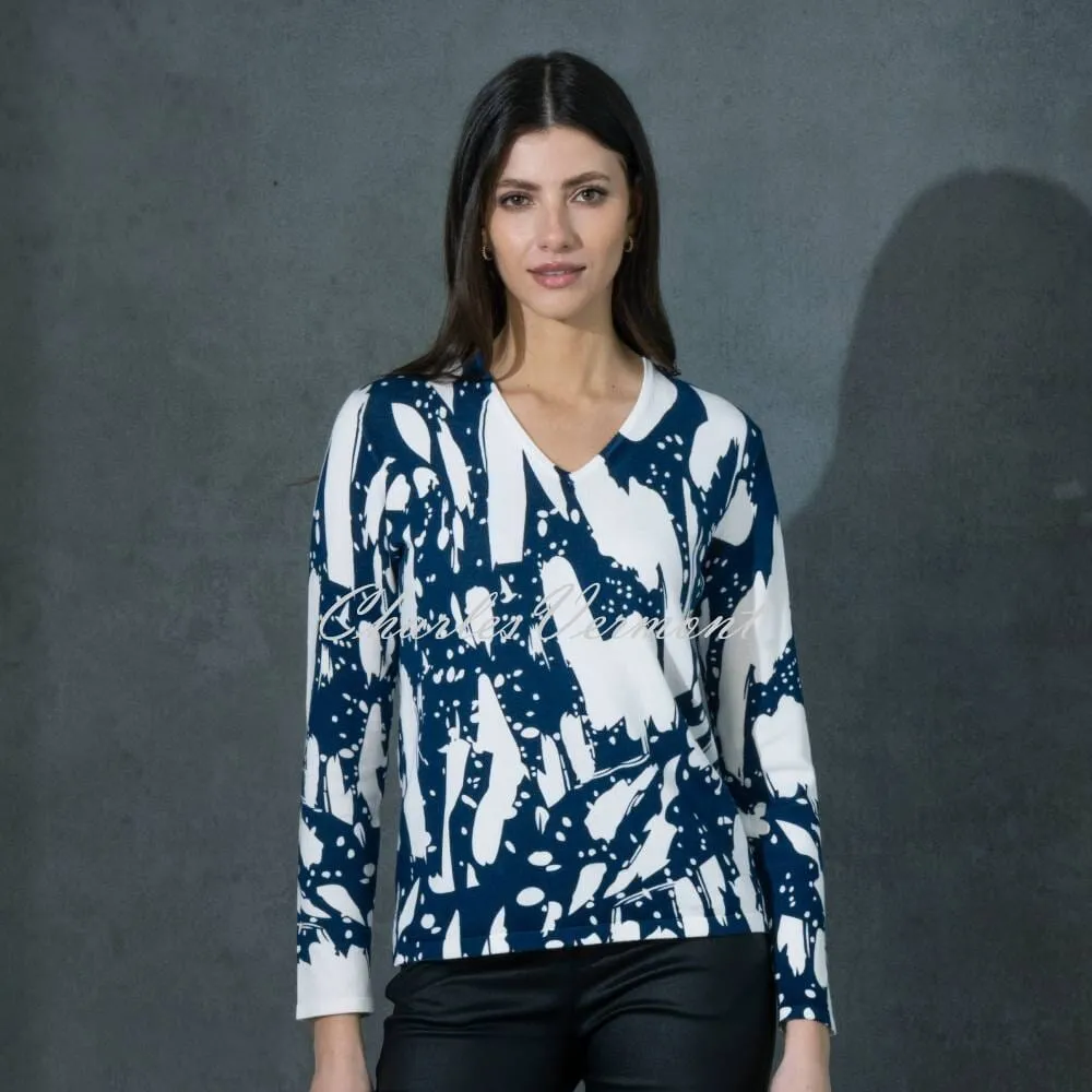 Marble Sweater - Style 6695-170 (Marine Blue / Ivory)