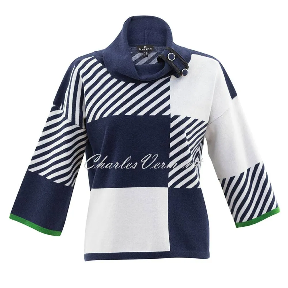 Marble Sweater - Style 6780-195 (Navy / Ivory / Green)