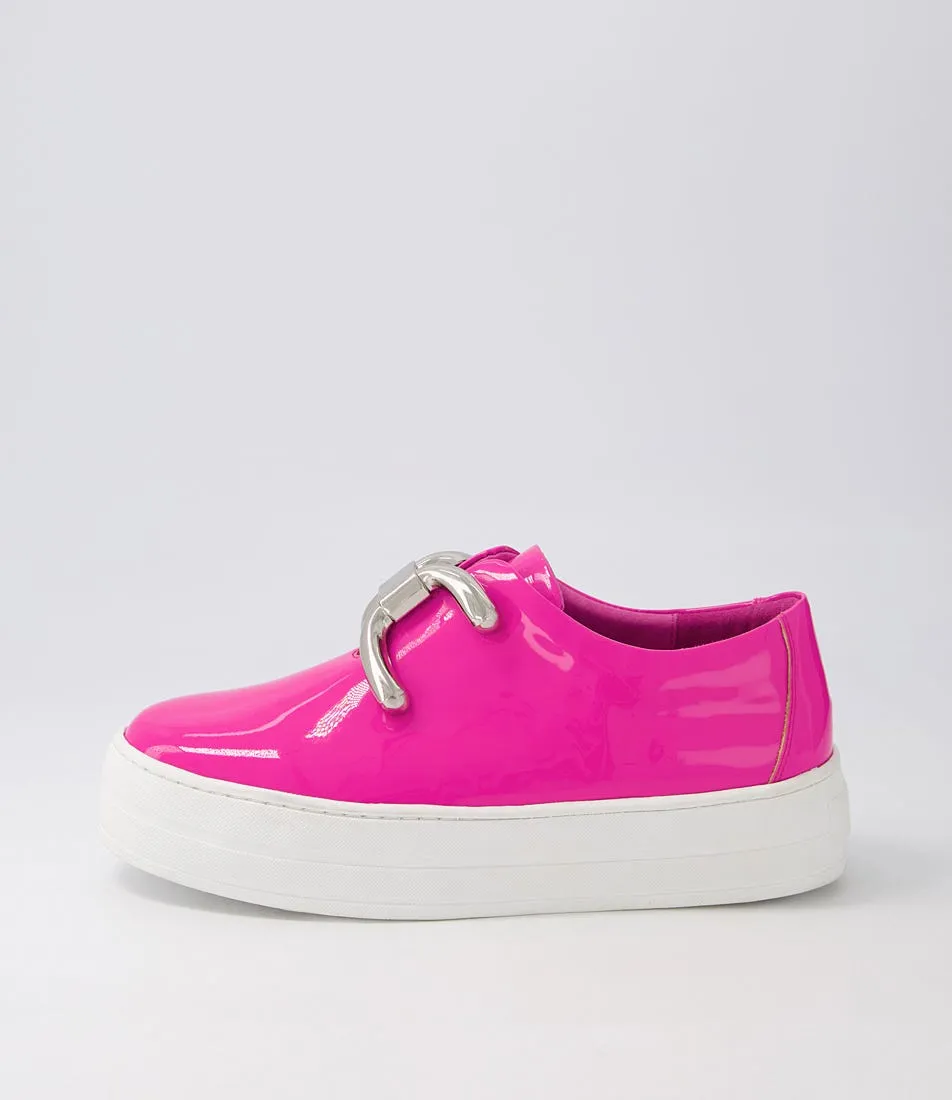 MIDAS Shells Hot Pink White Patent Leather Sneakers