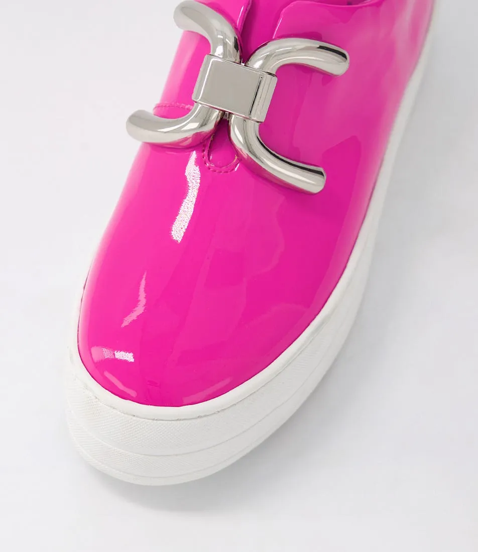 MIDAS Shells Hot Pink White Patent Leather Sneakers