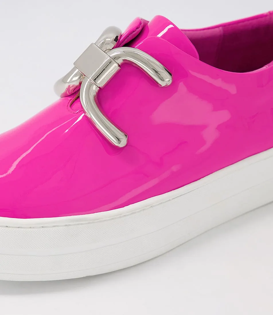 MIDAS Shells Hot Pink White Patent Leather Sneakers