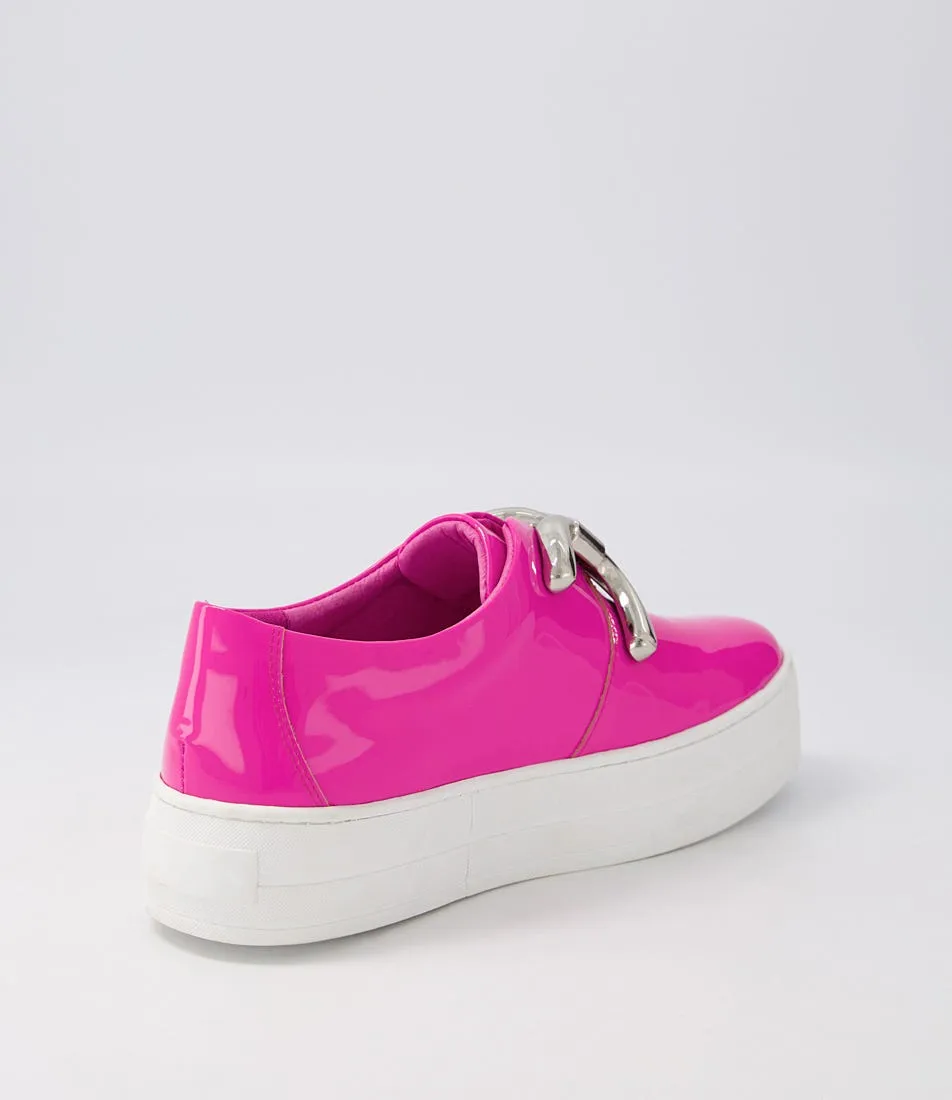 MIDAS Shells Hot Pink White Patent Leather Sneakers