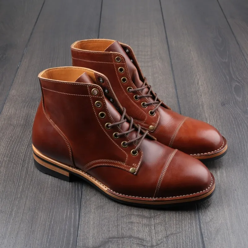 Midas x Skolyx x Dr. Sole Cap toe service boot brown pullup UK6 / EU40 - Seconds