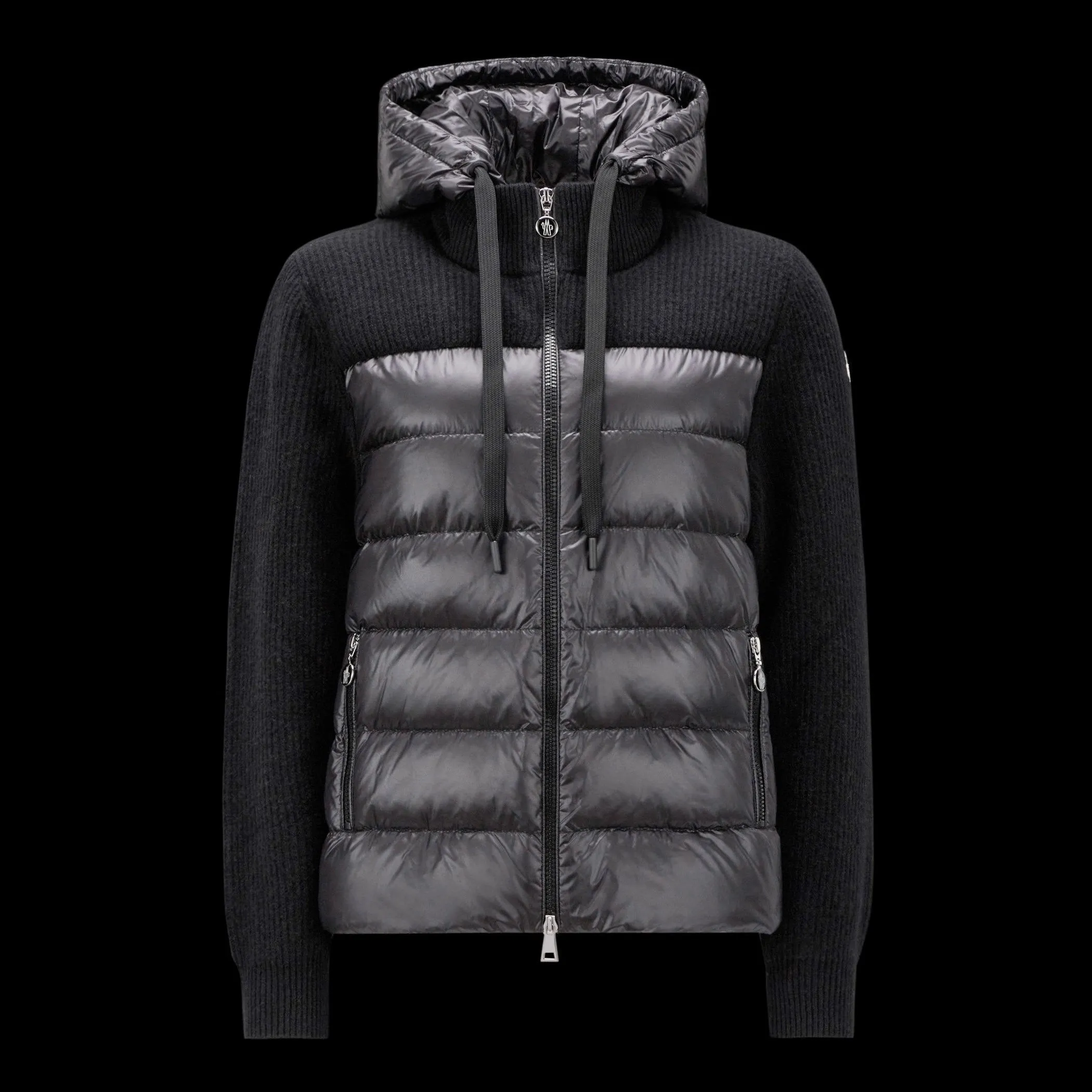 MONCLER  |Padded Wool Knit Jacket Cardigan Down Quilt Detach Hood M-L