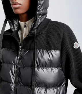 MONCLER  |Padded Wool Knit Jacket Cardigan Down Quilt Detach Hood M-L