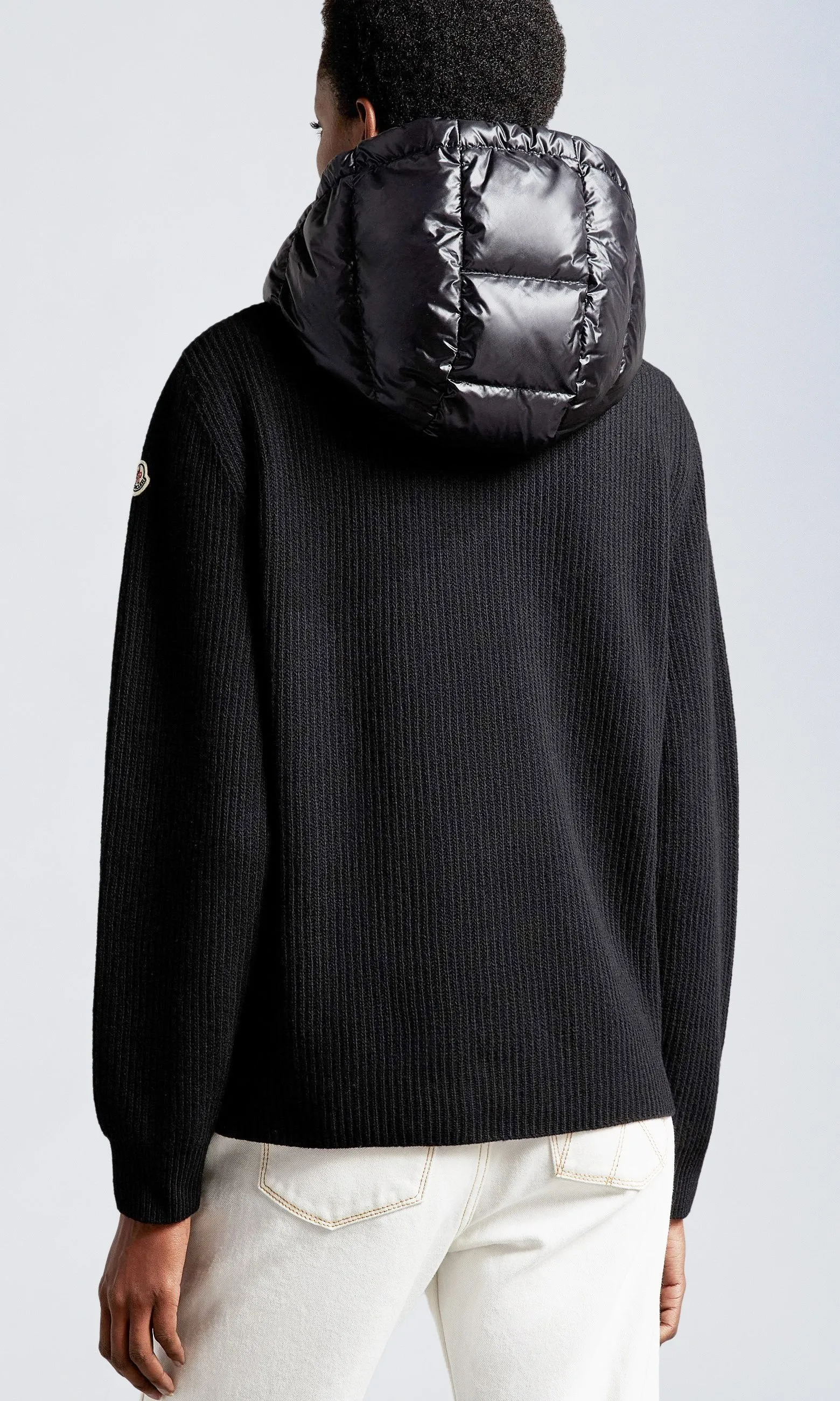 MONCLER  |Padded Wool Knit Jacket Cardigan Down Quilt Detach Hood M-L