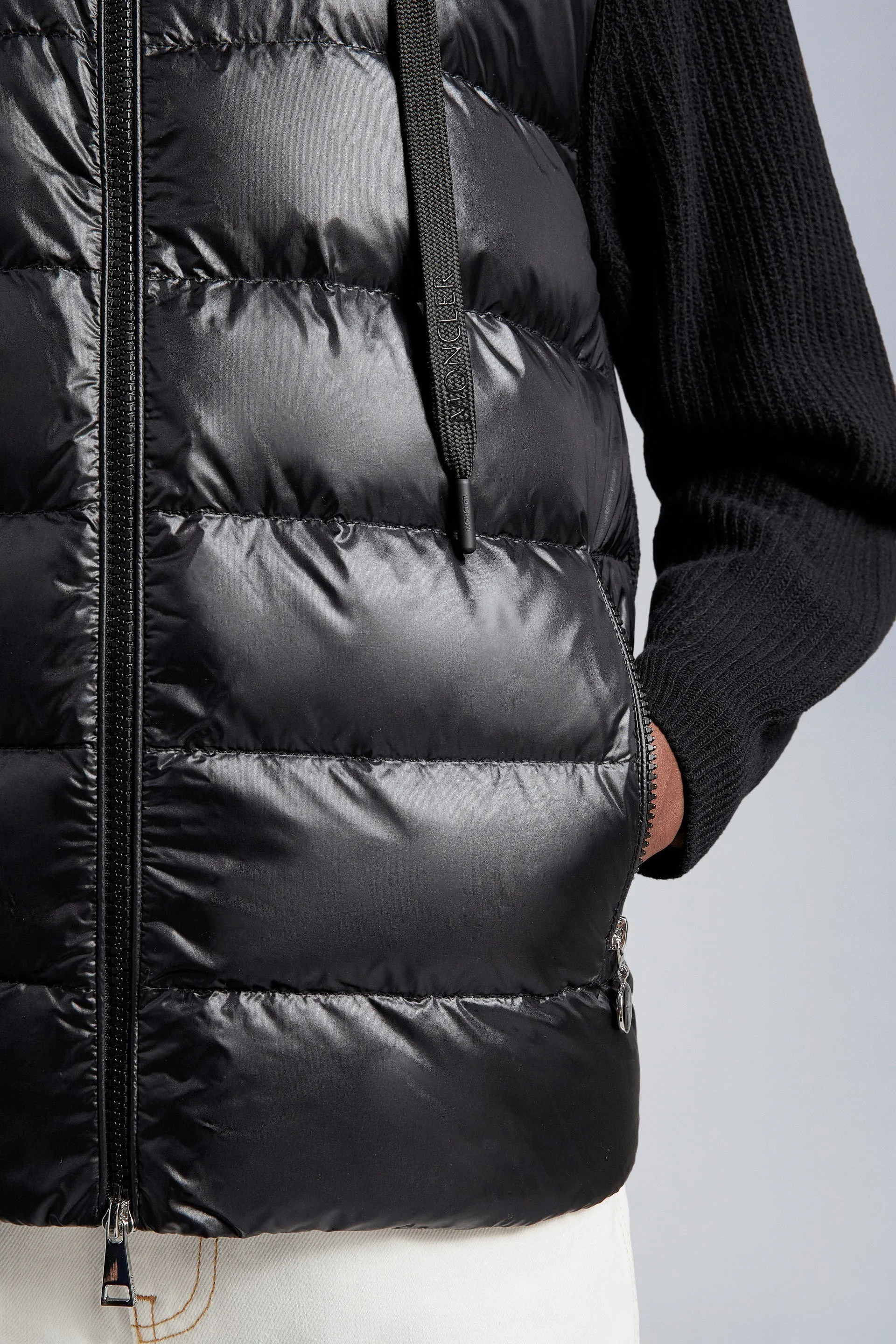 MONCLER  |Padded Wool Knit Jacket Cardigan Down Quilt Detach Hood M-L