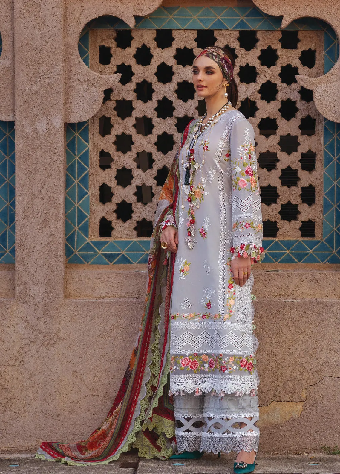 Neroli By Annus Abrar Luxury Embroidered Lawn 3 Piece Unstitched Suit AA24NLL-09 SERA