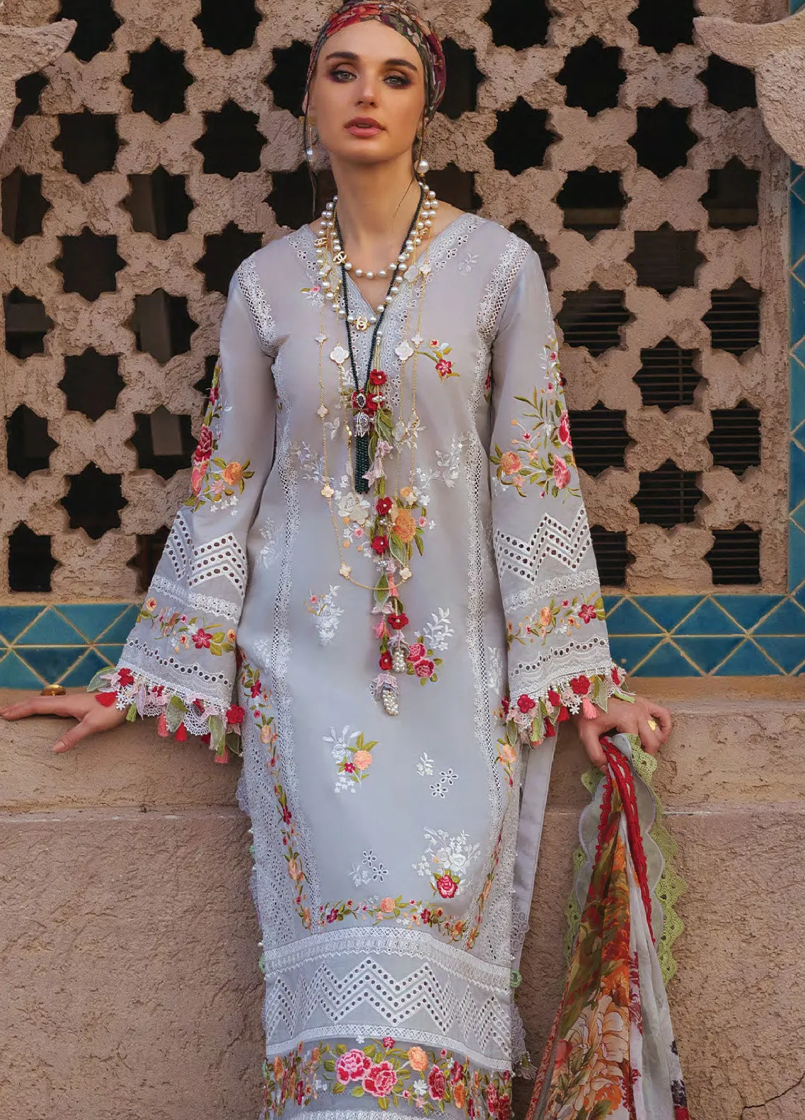 Neroli By Annus Abrar Luxury Embroidered Lawn 3 Piece Unstitched Suit AA24NLL-09 SERA