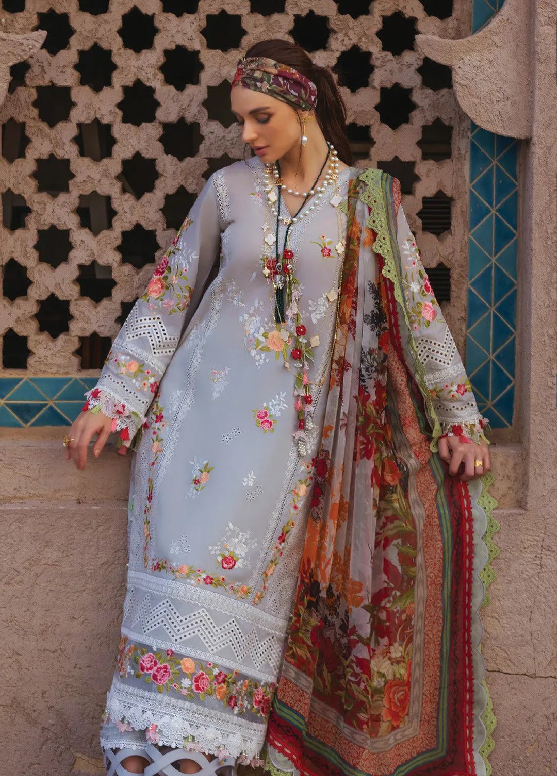 Neroli By Annus Abrar Luxury Embroidered Lawn 3 Piece Unstitched Suit AA24NLL-09 SERA