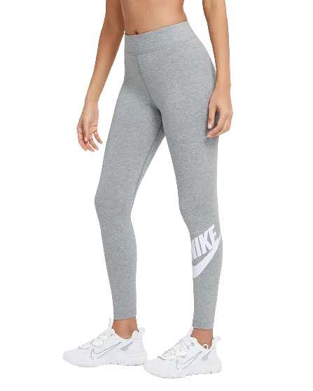 Nike Women's Sportswear Essential High Waisted Leggings - Dark Grey Heather / White