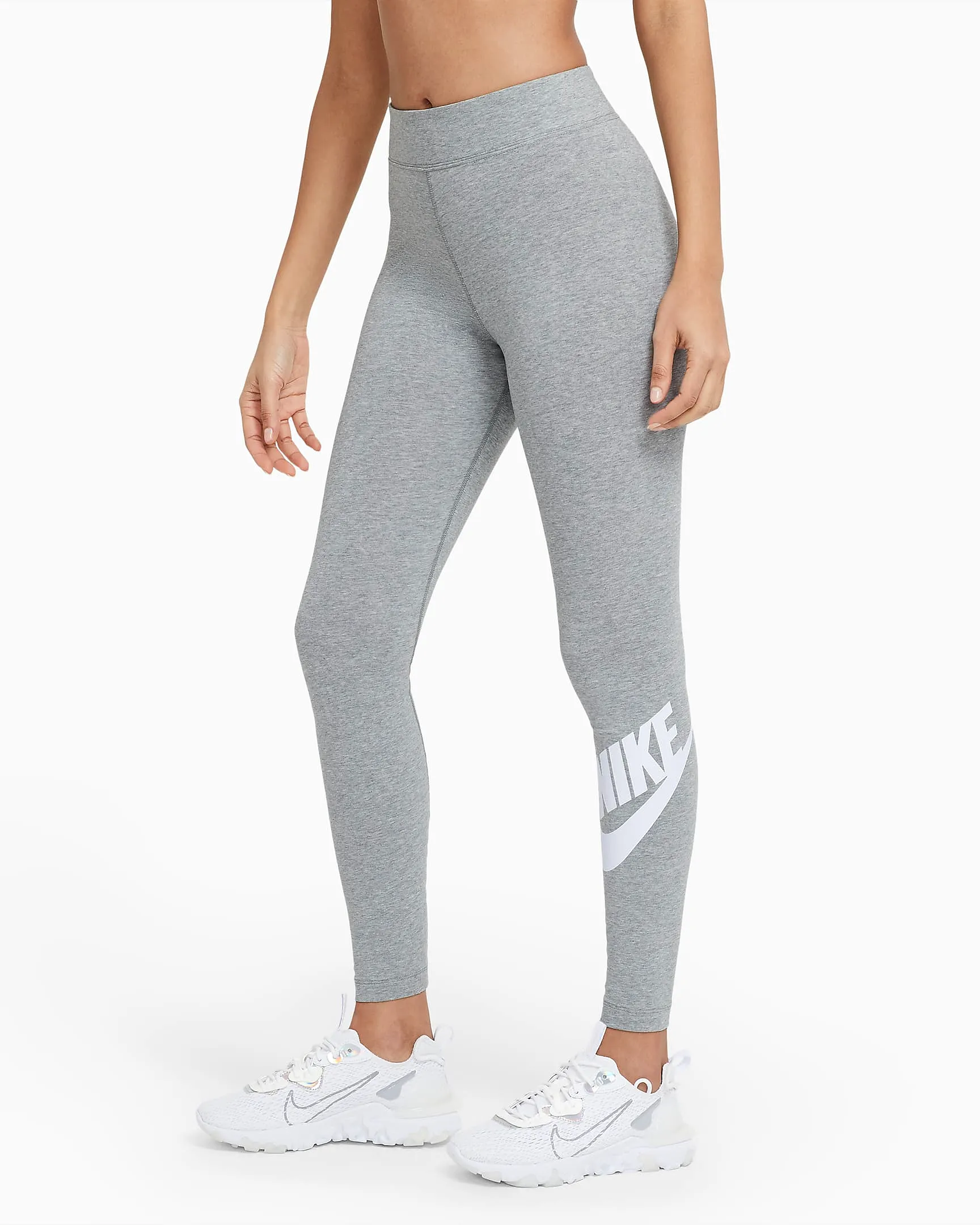 Nike Women's Sportswear Essential High Waisted Leggings - Dark Grey Heather / White