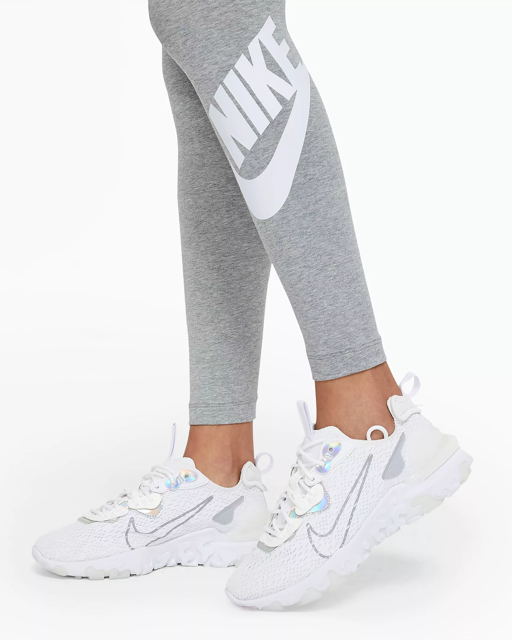 Nike Women's Sportswear Essential High Waisted Leggings - Dark Grey Heather / White