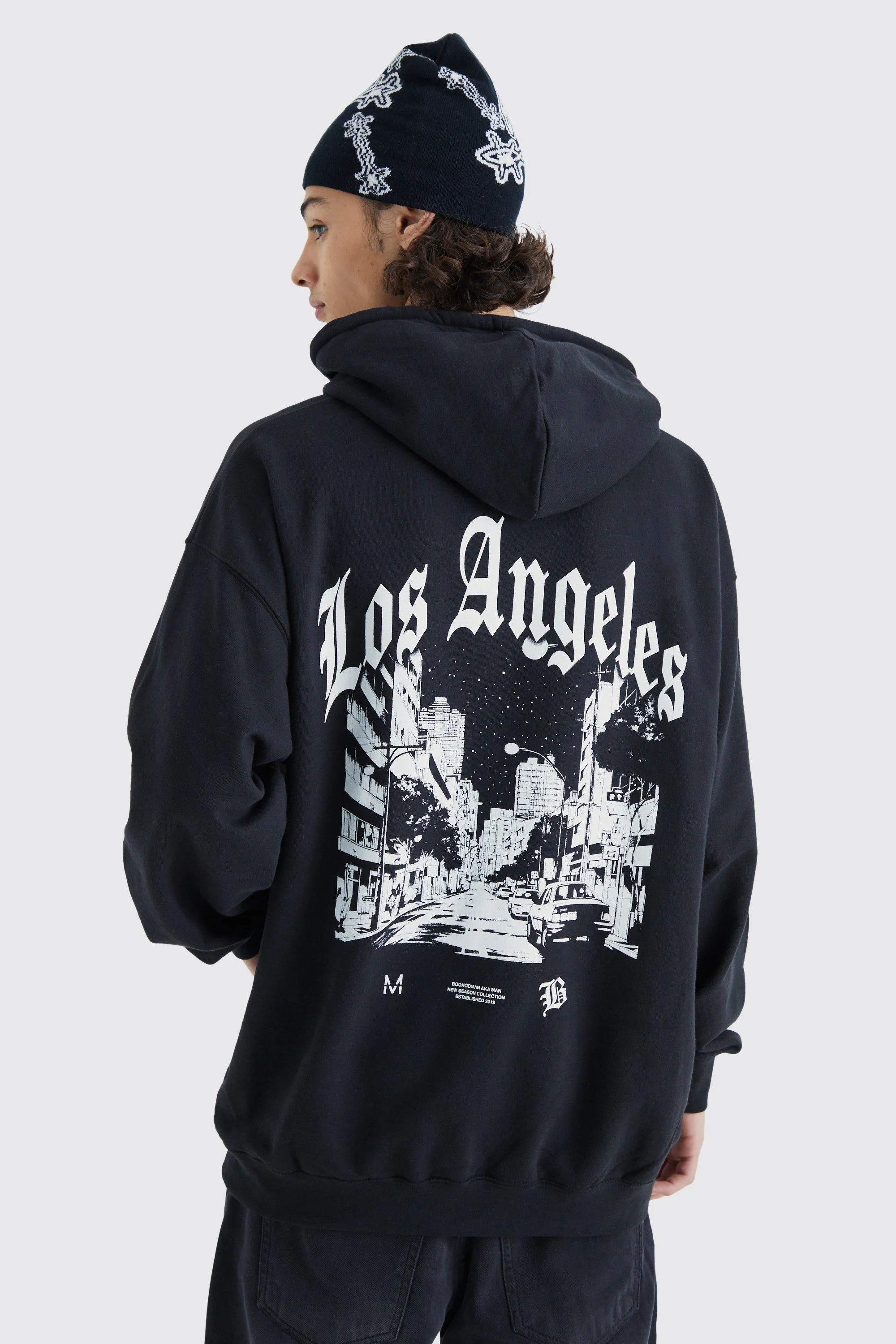 Oversized Los Angeles Graphic Hoodie | boohooMAN UK