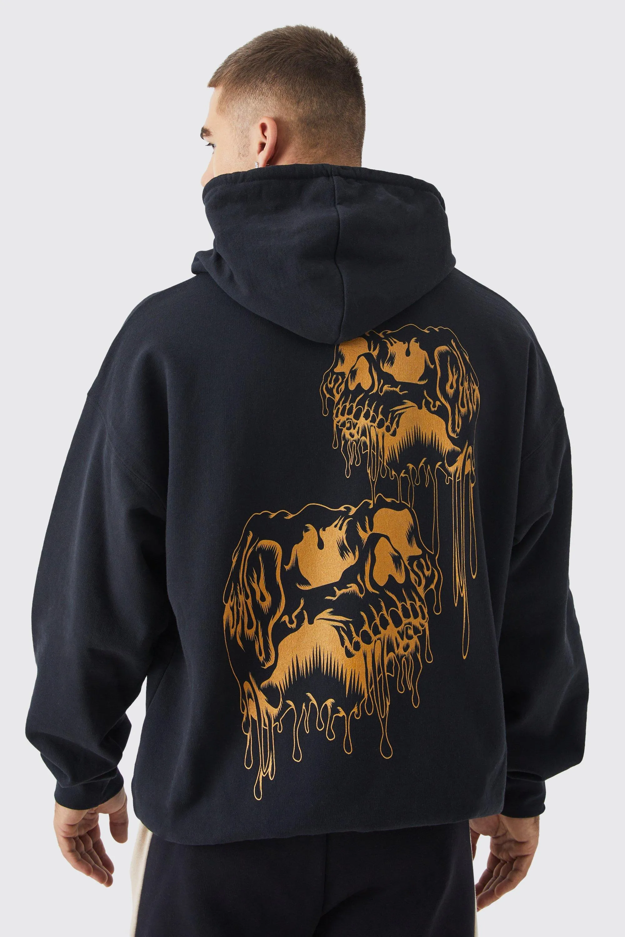 Oversized Skull Drip Graphic Hoodie | boohooMAN UK