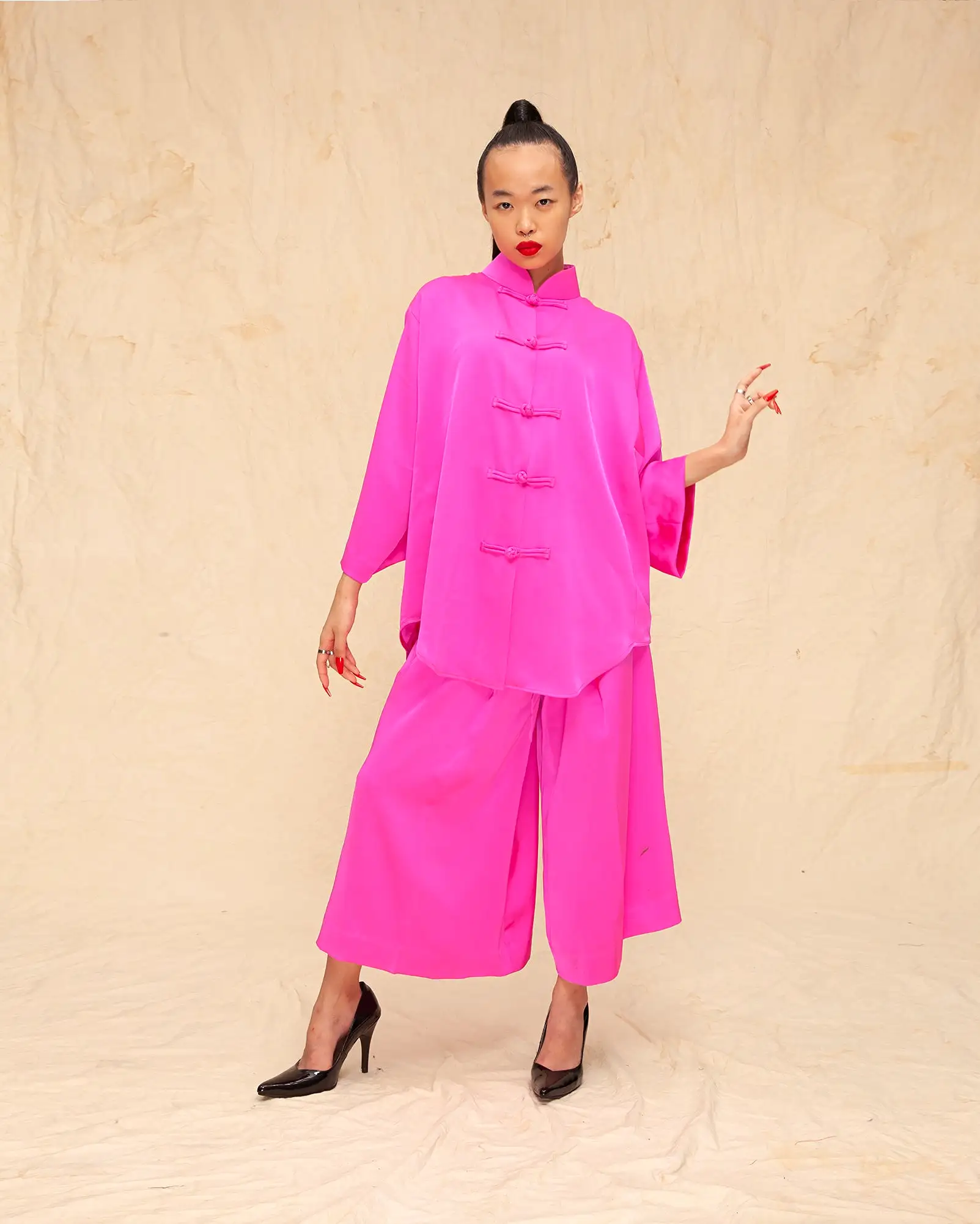 Palazzo Tang Suit (Fuchsia)