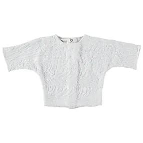 Pequeno Tocon Baby Jacquard Bat Wing Sweater White