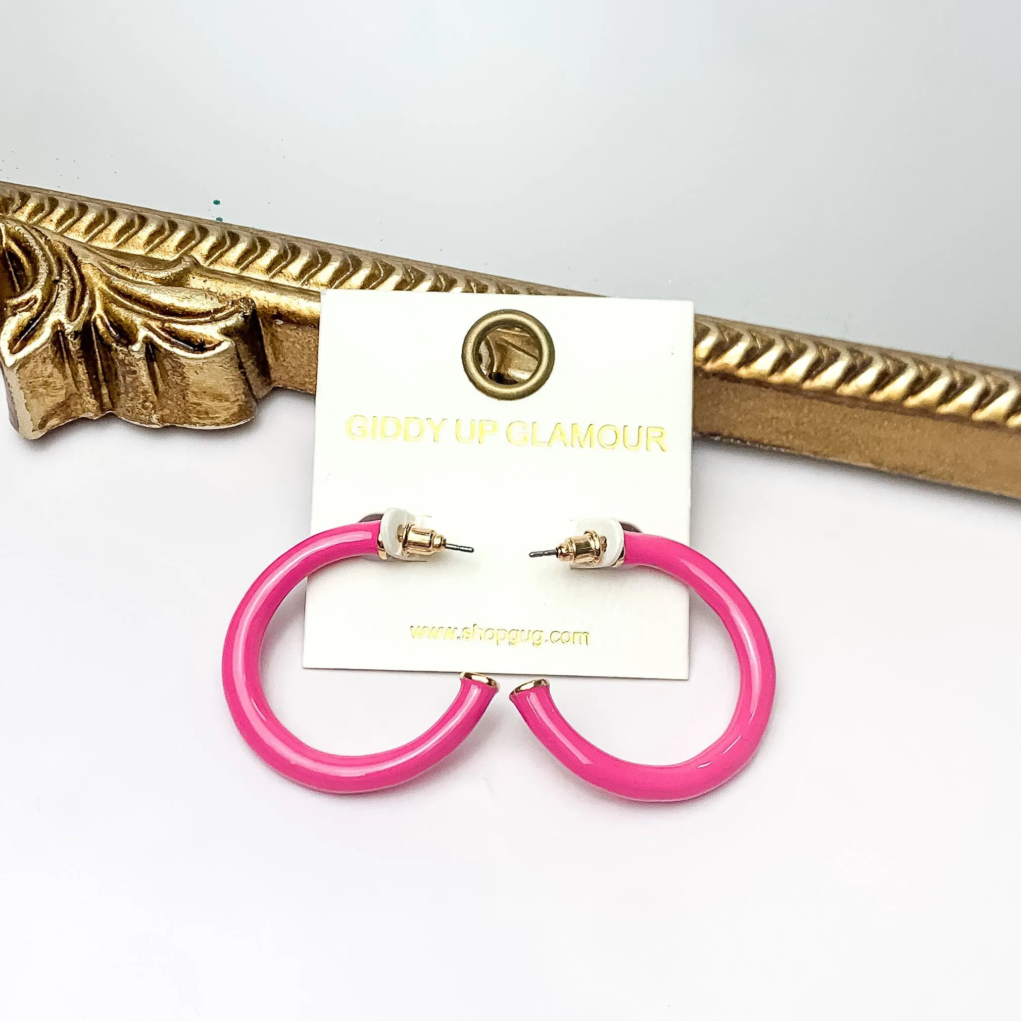 Plan For Cabo Small Hoop Earrings in Hot Pink