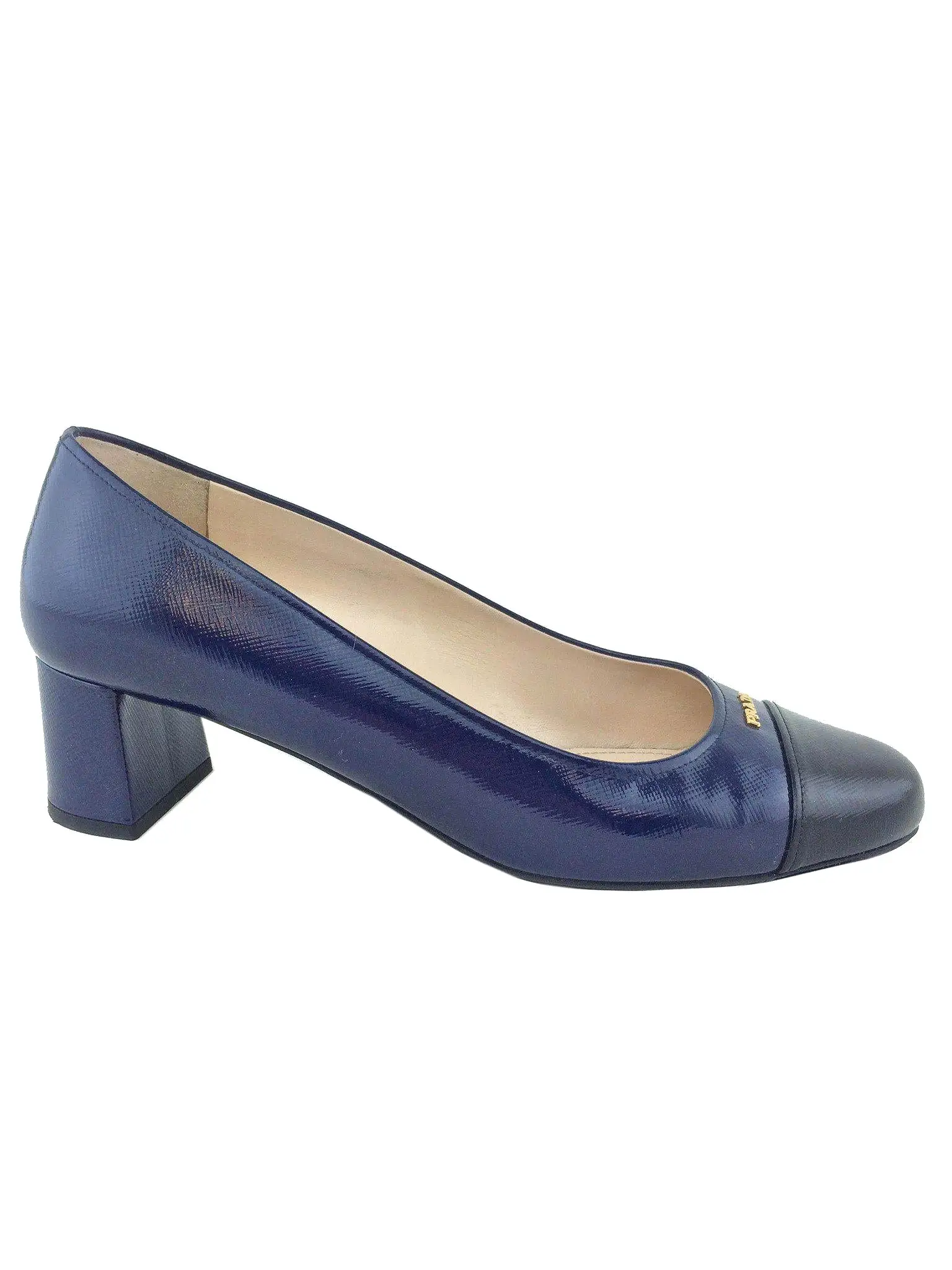 Prada Vernice Saffiano Cap Toe Pumps Size 9 | IT39