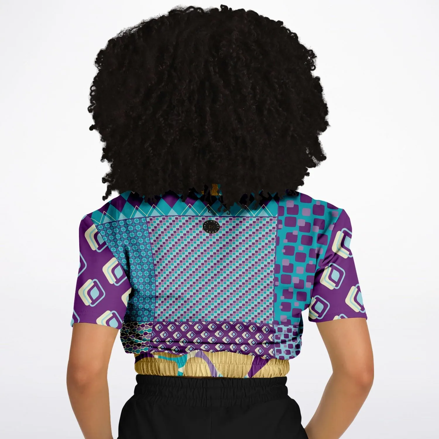 Purple Jetson Short Sleeve Cropped Eco-Poly Sweater