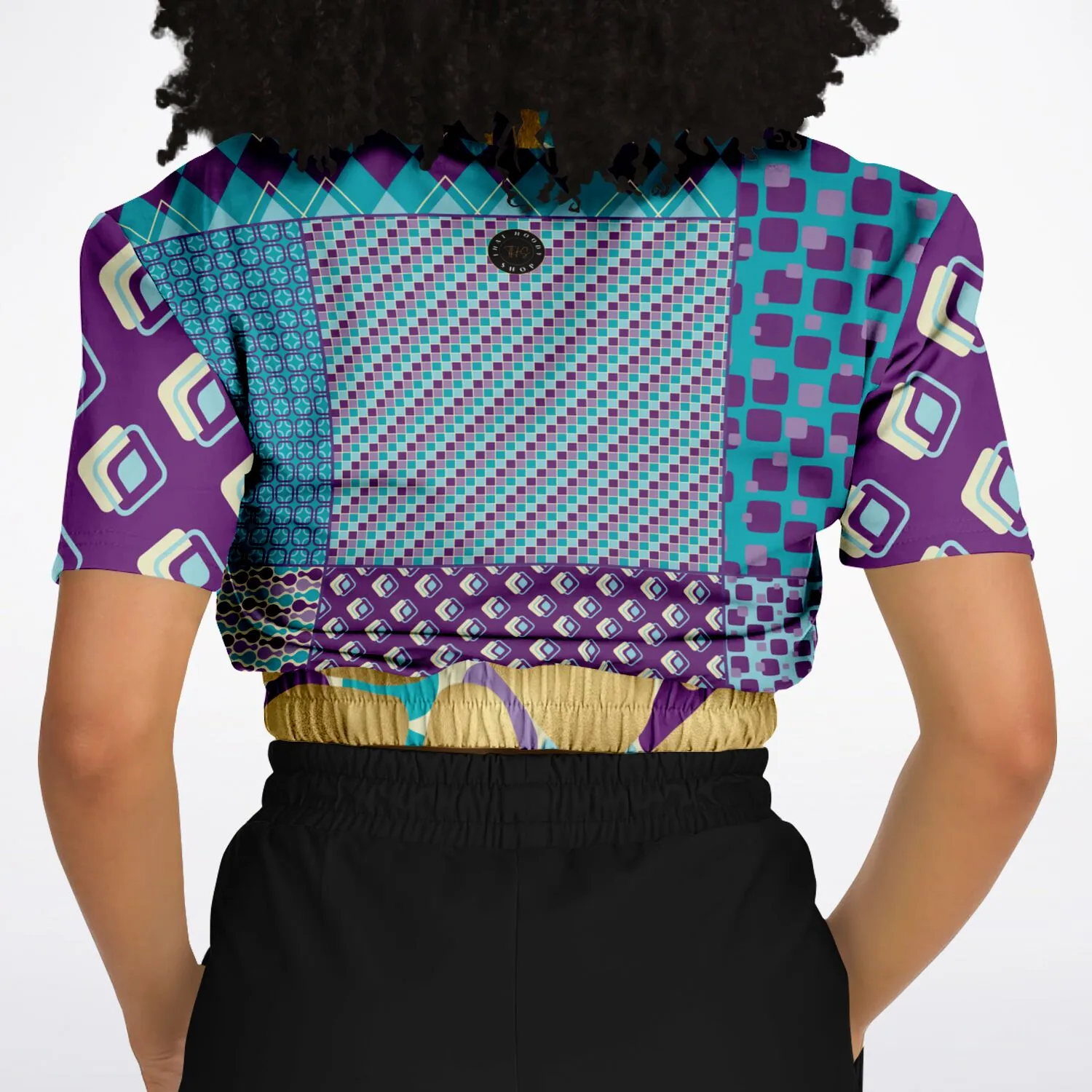 Purple Jetson Short Sleeve Cropped Eco-Poly Sweater