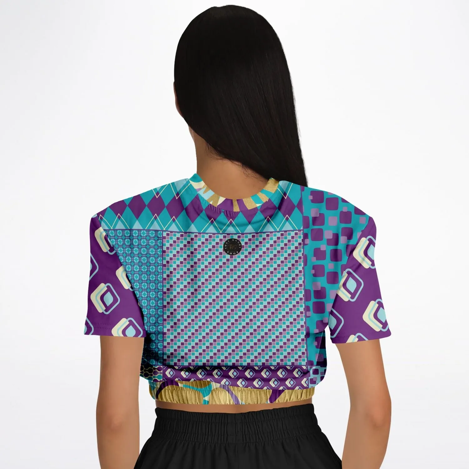 Purple Jetson Short Sleeve Cropped Eco-Poly Sweater