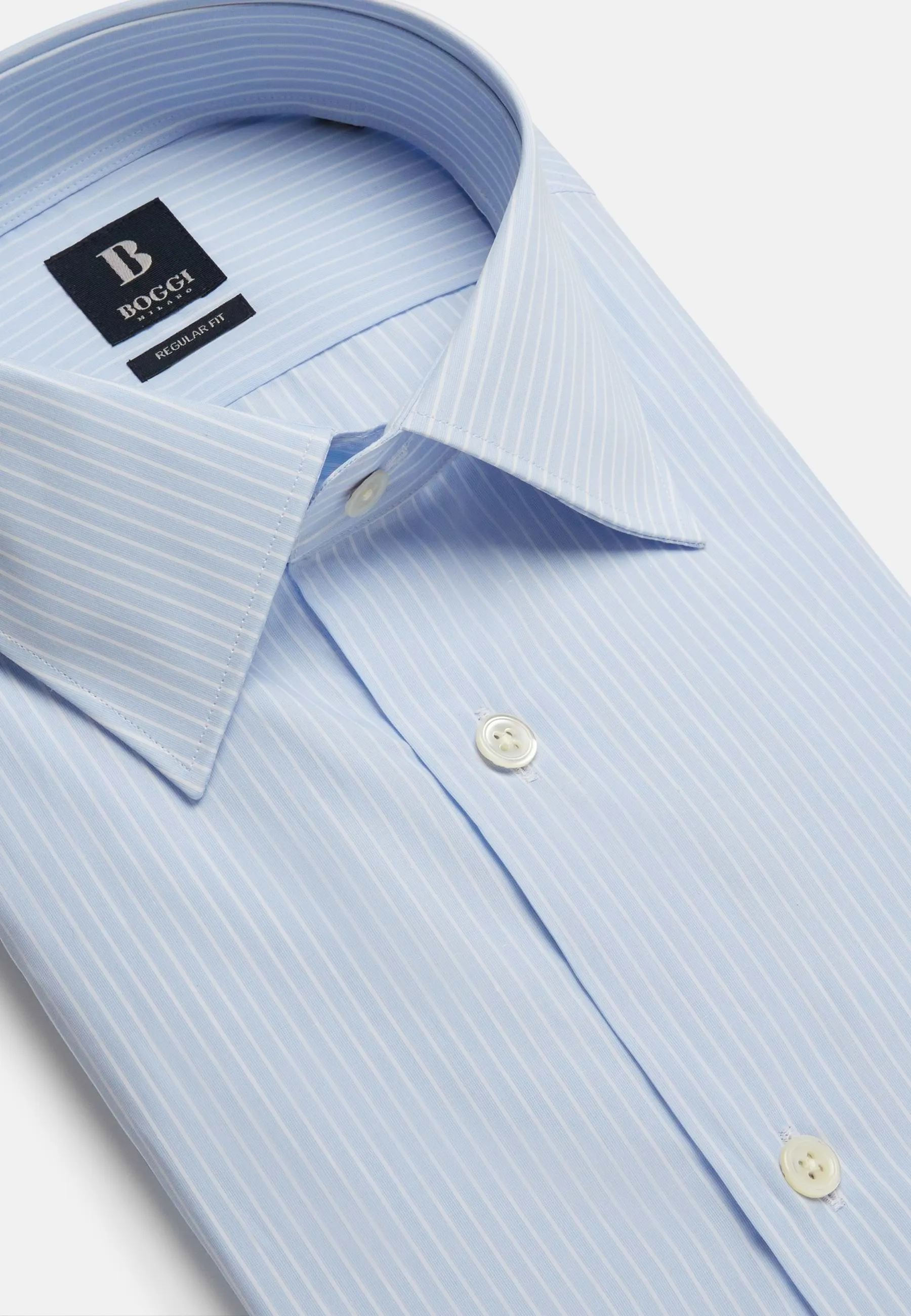 Regular Fit Sky Blue Striped Cotton Shirt