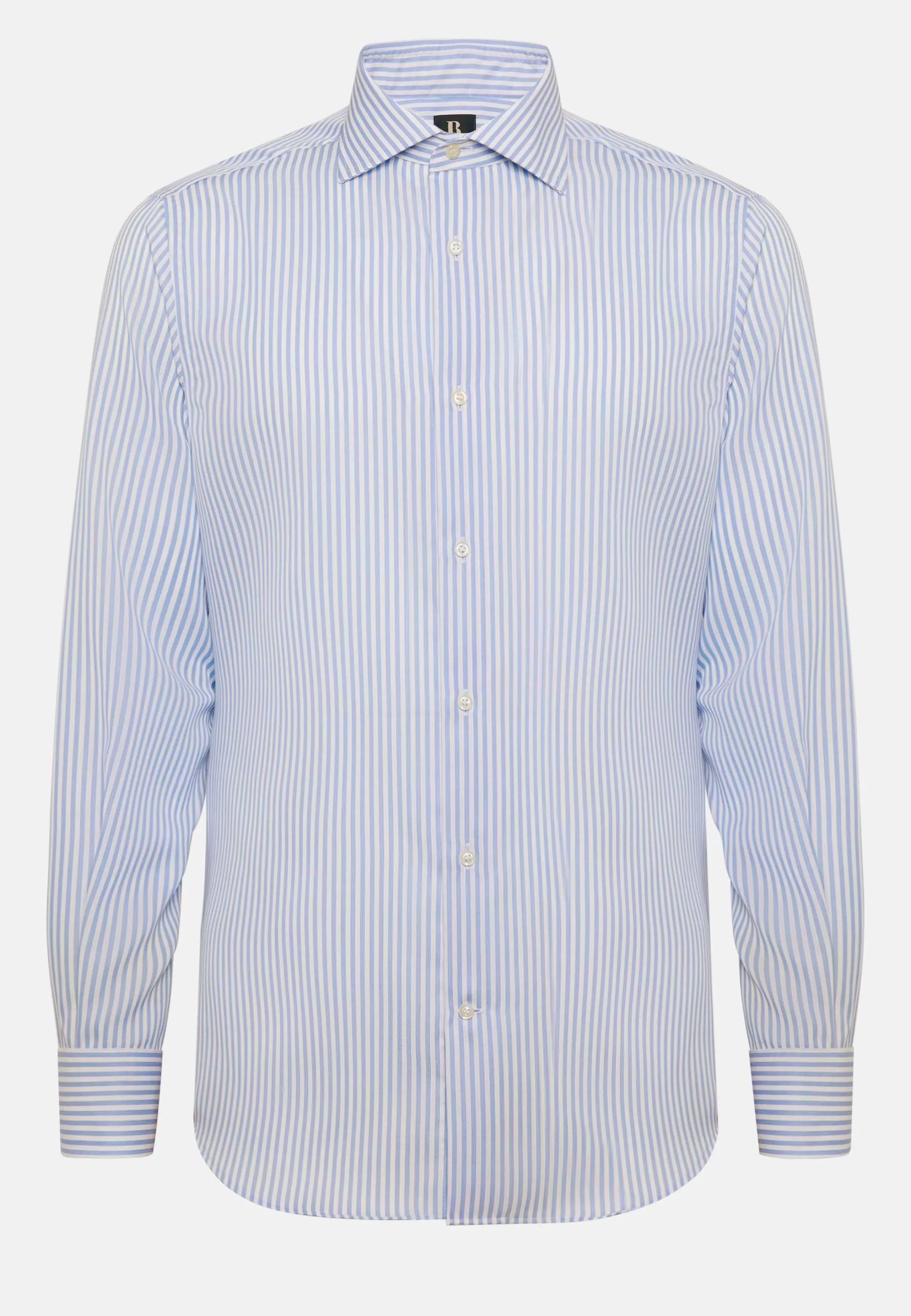 Regular Fit Sky Blue Striped Dobby Cotton Shirt