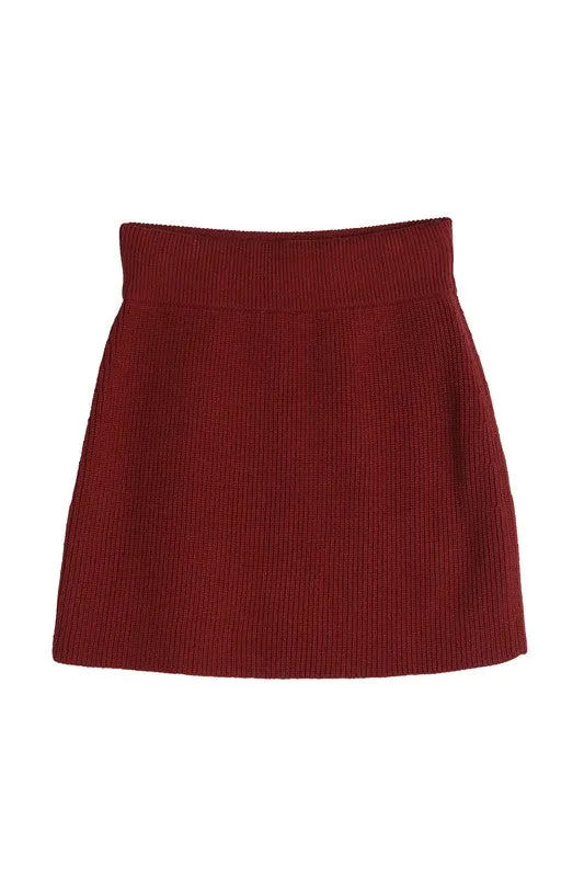 Ribbed Knit Sweater Crop Top and Skirt Set