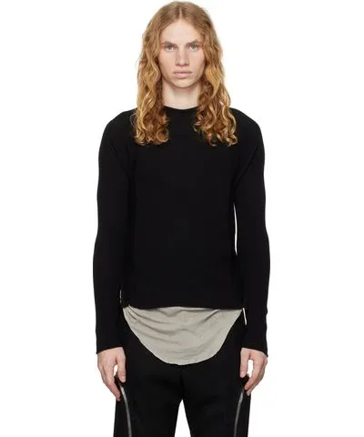 Rick Owens Black Porterville Ribbed Geo Sweater