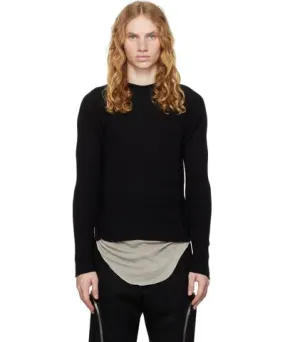 Rick Owens Black Porterville Ribbed Geo Sweater