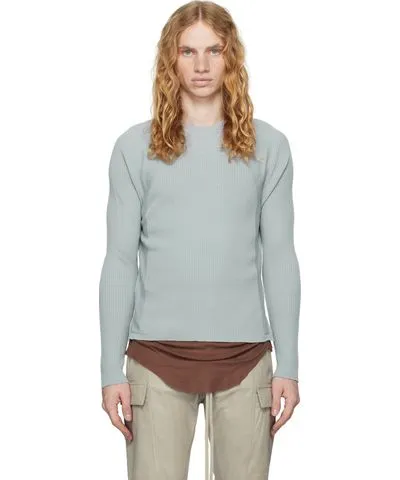 Rick Owens Blue Porterville Ribbed Geo Sweater