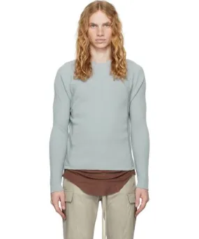 Rick Owens Blue Porterville Ribbed Geo Sweater