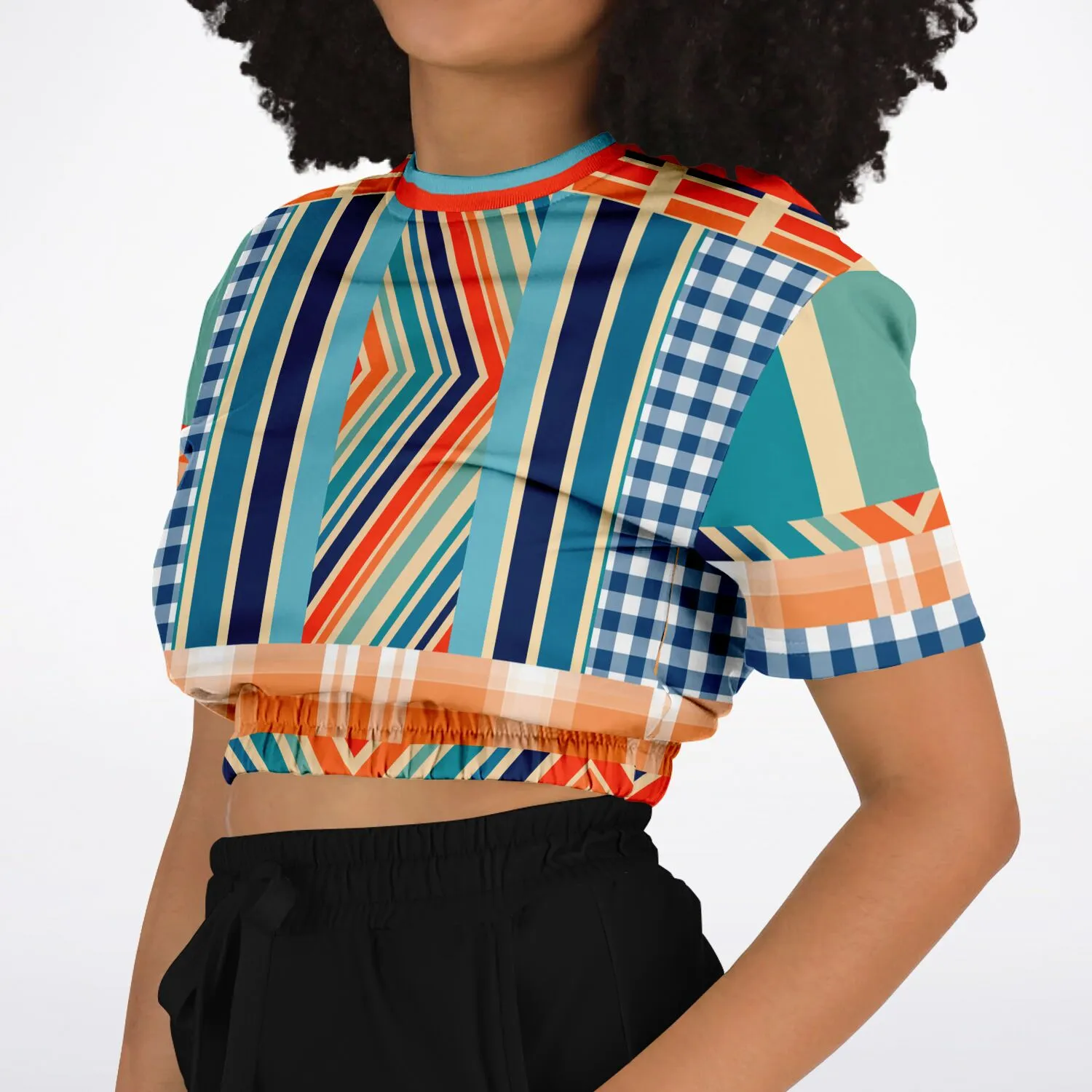 Salsa Time Short Sleeve Cropped Eco-Poly Sweater