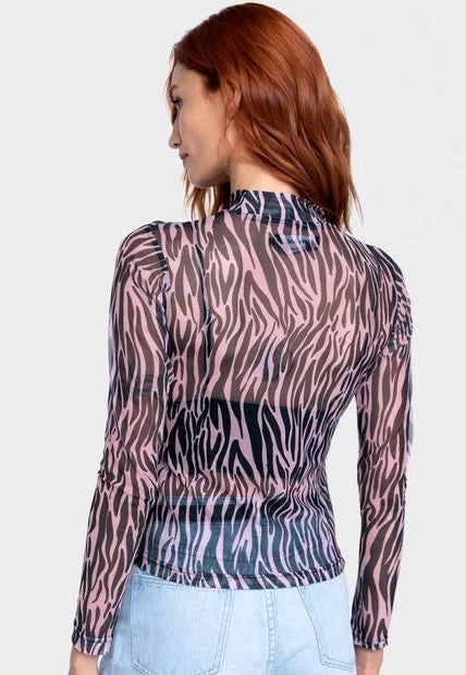 Sheer Blouse - Zebra - Animal Print - by ONA SAEZ