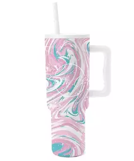 Simple Tumbler, 40oz - Hot Pink Aqua Swirl