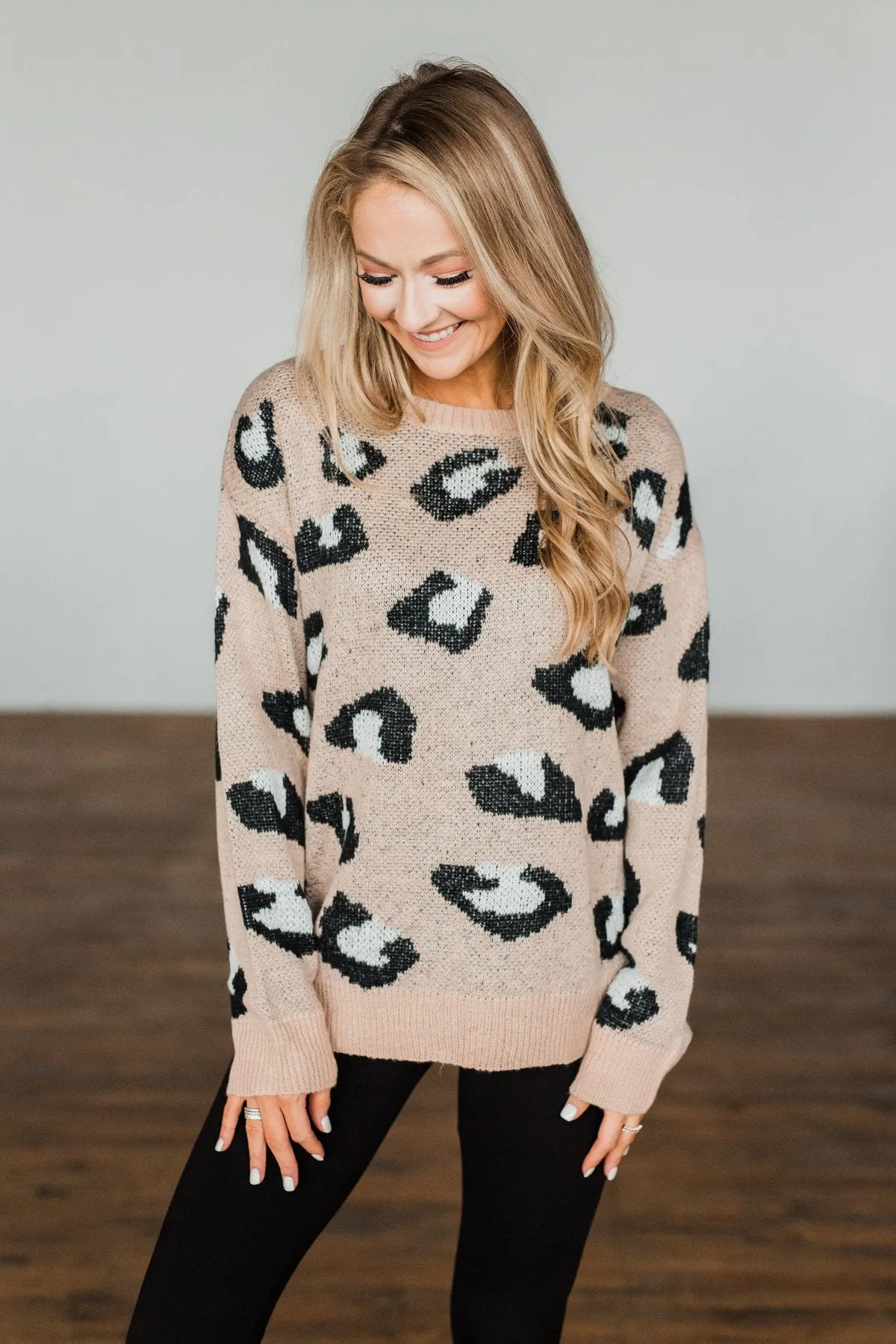 Simply Sublime Leopard Sweater- Taupe, Black, Off White