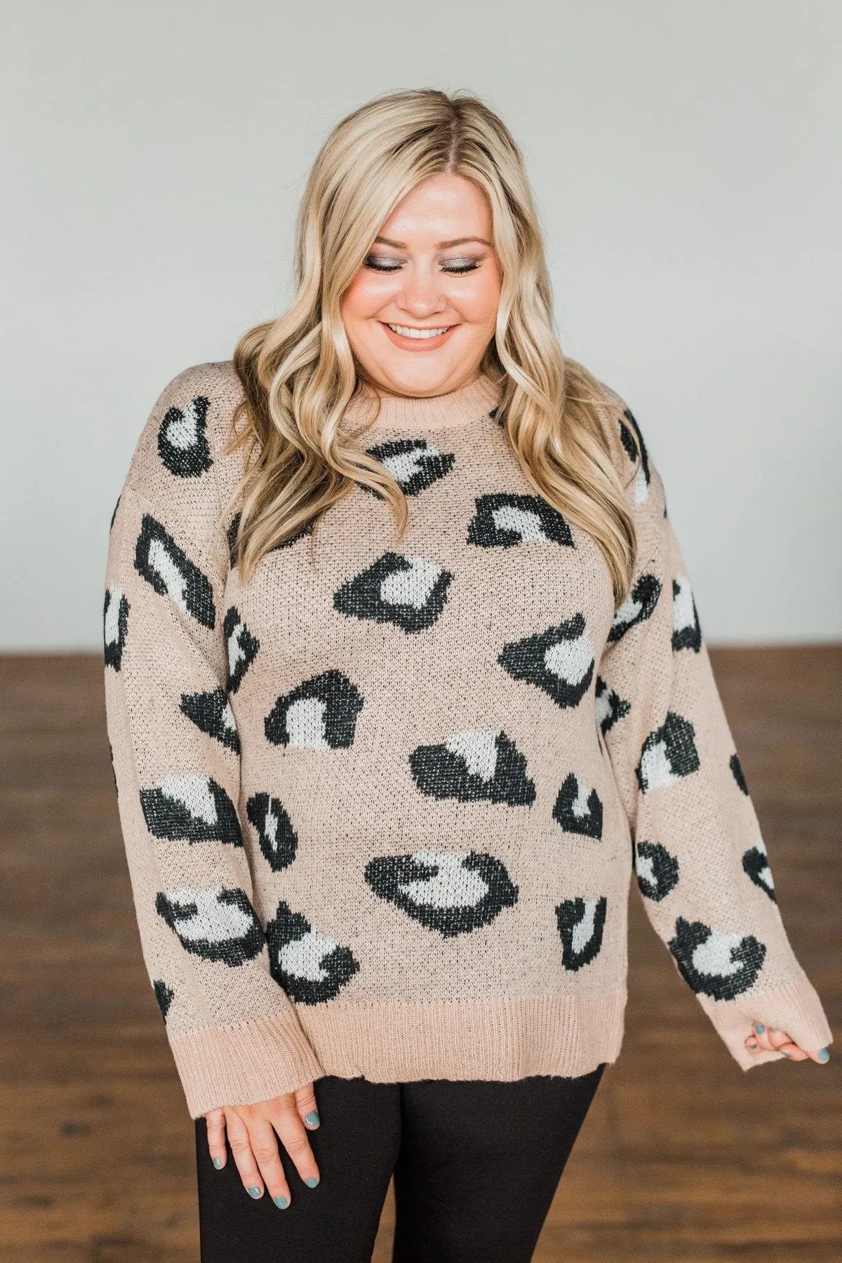 Simply Sublime Leopard Sweater- Taupe, Black, Off White