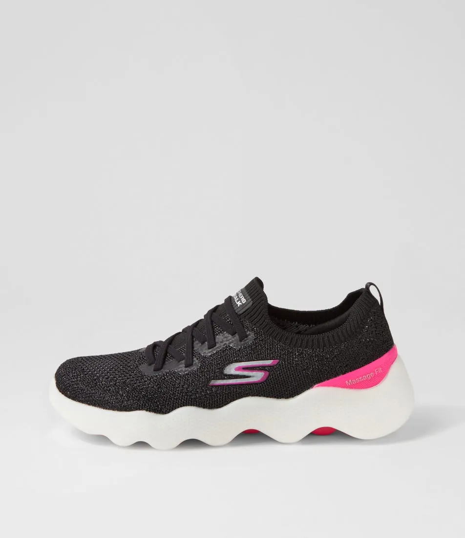 SKECHERS Go Walk Massage Black Hot Pink Fabric Sneakers