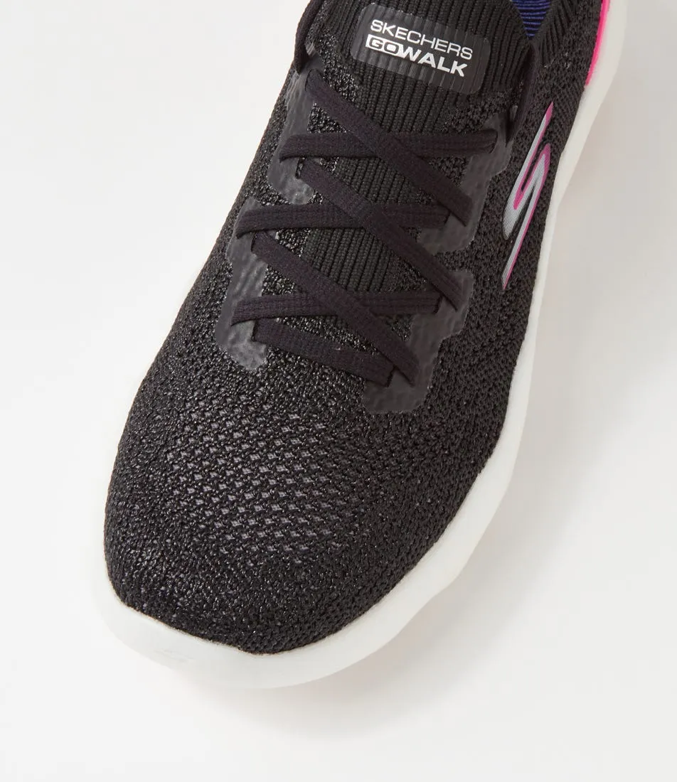 SKECHERS Go Walk Massage Black Hot Pink Fabric Sneakers