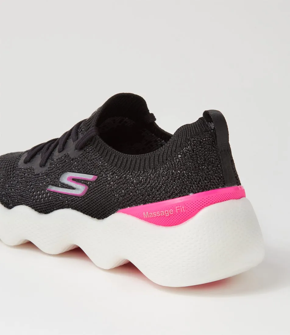 SKECHERS Go Walk Massage Black Hot Pink Fabric Sneakers