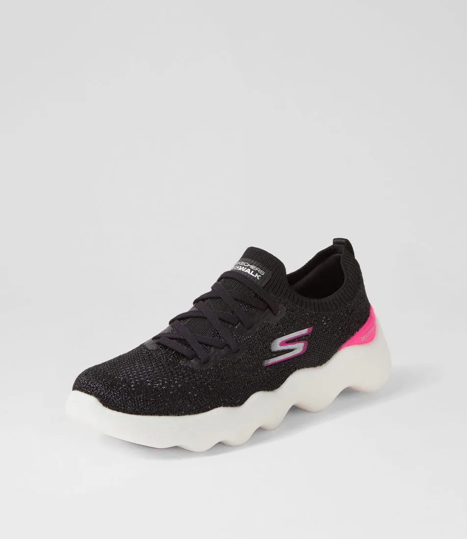 SKECHERS Go Walk Massage Black Hot Pink Fabric Sneakers