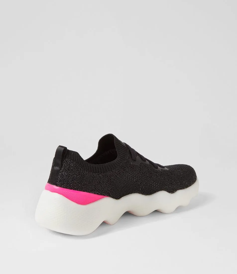 SKECHERS Go Walk Massage Black Hot Pink Fabric Sneakers